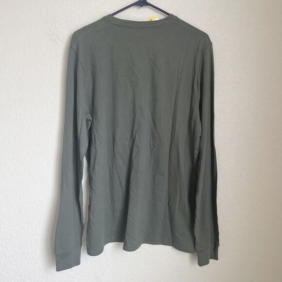Levis Shirt Mens Medium Olive Green Henley Knit Long Sleeve Lightweight Casual - Picture 6 of 9